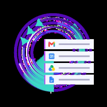 Google Workspace service icons shown within a backup and retention graphic